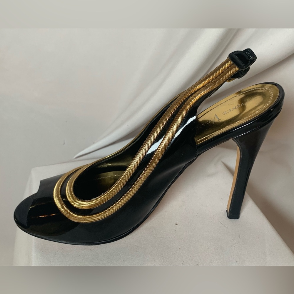 Vince Camuto genuine pattern leather -black sling back peep toe size 7 1/2
